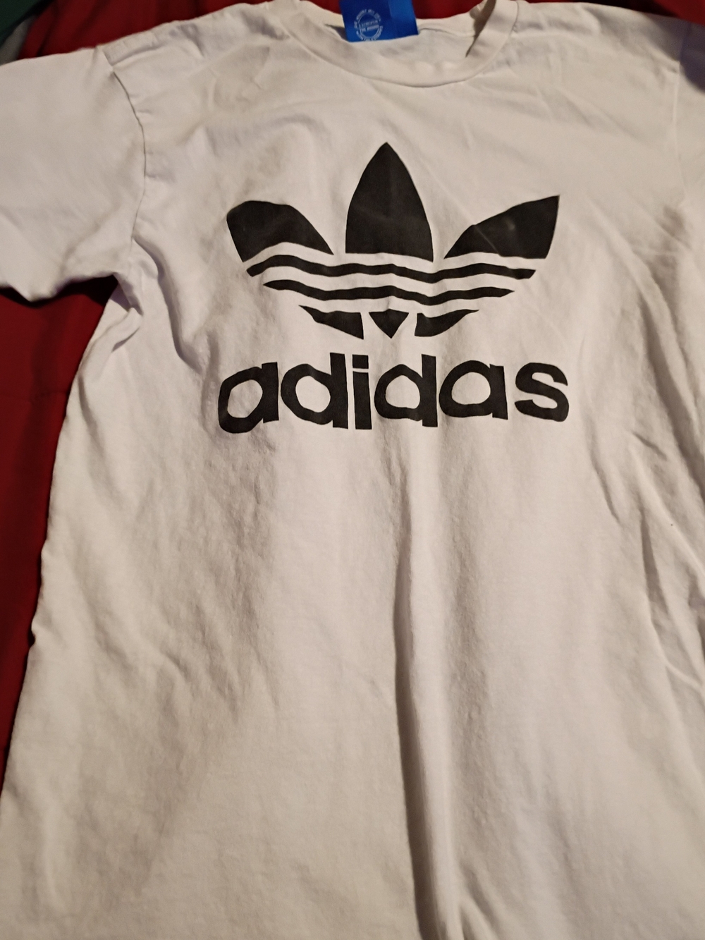 adidas White Tee with Black Trefoil Logo - Kids
